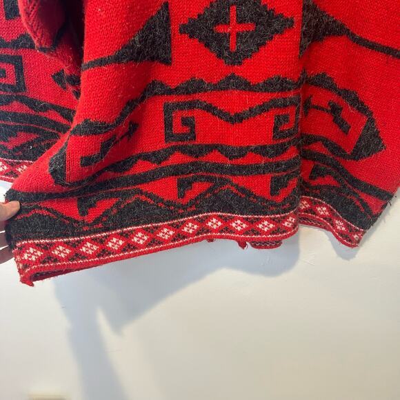 Vtg Midnight Blues Cardigan Sweater Aztec Tribal Sz Medium‎ Red Gray Southwest - Picture 2 of 8